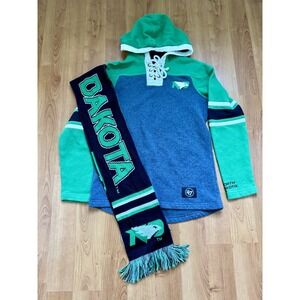 UND North Dakota Fighting Hawks Hoodie + Scarf Set '47
